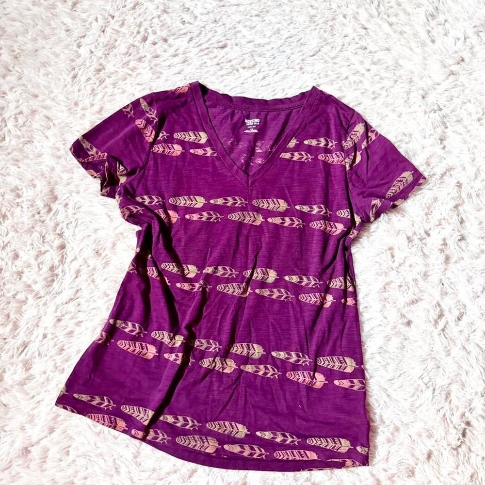 Feather Whimsical Boho Indie Comfort Casual Tee Womens L Sleepwear Hippie Earthy